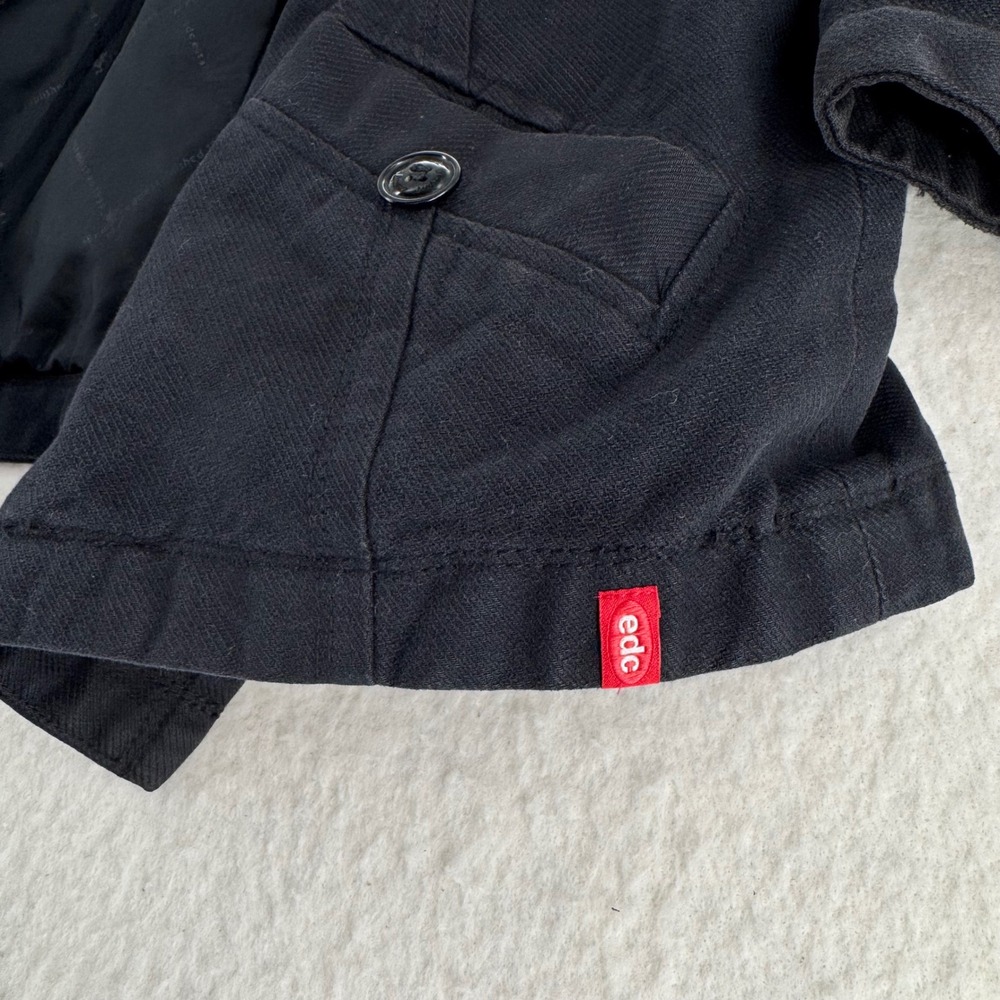 EDC by Esprit - Pea Coat Double Breasted Cotton Twill - Black - M - Womens - Picture 10 of 12